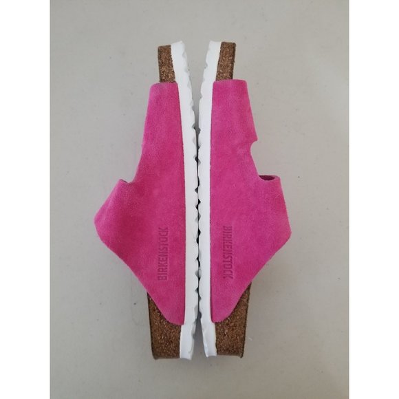 Birkenstock Arizona Soft Footbed Fuchsia Tulip Pink Suede Sandals Size 39 Narrow - Picture 4 of 5